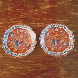 PAIR SILK ROAD 4" PLATES TAKAHASHI SANFRANCISCO 1983 GORGEOUS
